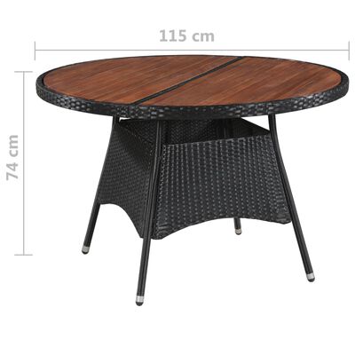 vidaXL Garden Table 115x74 cm Poly Rattan and Solid Acacia Wood
