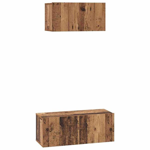 vidaXL TV Cabinet Set Wall-mounted 2 pcs Old Wood Engineered Wood