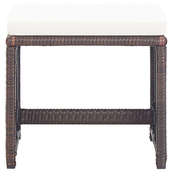 vidaXL Garden Stools 4 pcs with Cushions Brown Poly Rattan