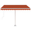 vidaXL Freestanding Manual Retractable Awning 300x250 cm Orange/Brown