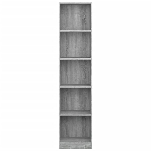 vidaXL 5-Tier Book Cabinet Grey Sonoma 40x24x175 cm Engineered Wood