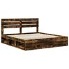 vidaXL Bed Frame Smoked Oak 200 x 200 cm Solid Pine Wood
