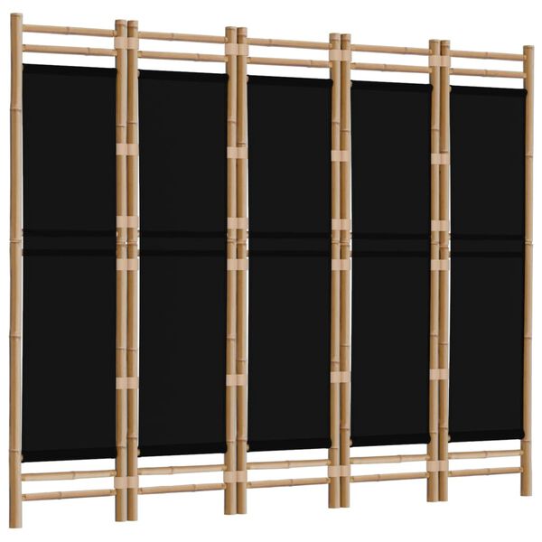 vidaXL Folding 5-Panel Room Divider 200 cm Bamboo and Canvas