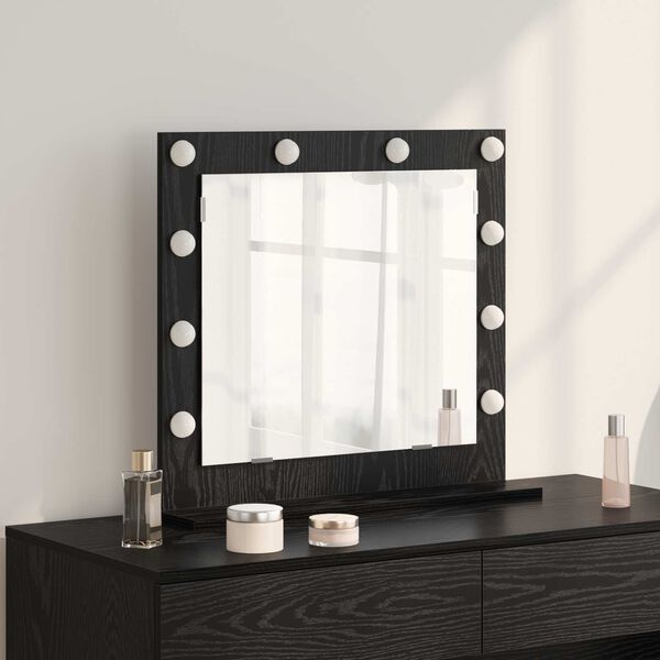 vidaXL Vanity Mirror Rectangular with Mirror Black Oak 60 x 55 x 18 cm