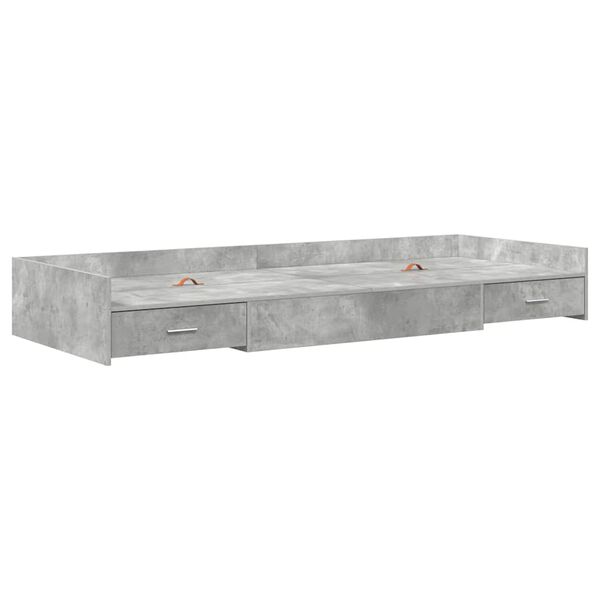 vidaXL Bed Frame with Drawer Concrete Grey 90 x 200 cm Engineered Wood