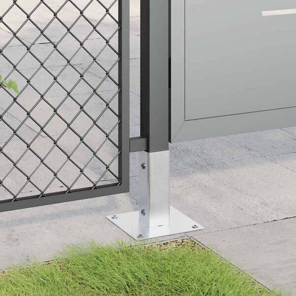 vidaXL Post Bases Square 4 pcs Silver 51x51 mm Galvanised Steel