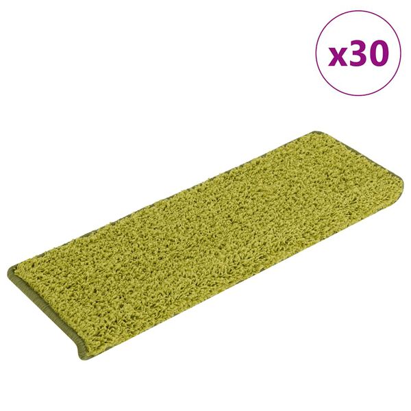 vidaXL Stair Mats 30 pcs 65x21x4 cm Green Rectangular Edge