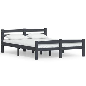 vidaXL Bed Frame without Mattress Dark Grey Solid Pinewood 140x200 cm