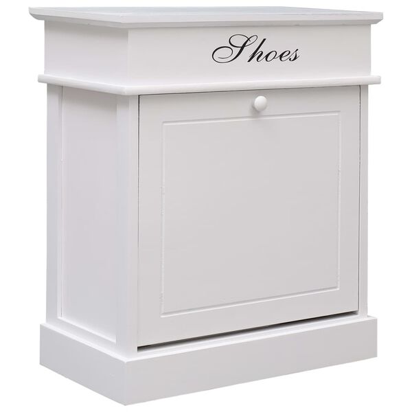 vidaXL Shoe Cabinet White 50x28x58 cm Paulownia Wood
