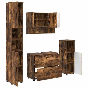 vidaXL Bathroom Furniture Set with Drawer with Shelf 4 pcs Smoked Oak
