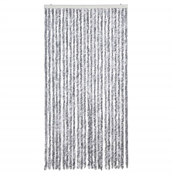 vidaXL Fly Curtain White and Grey 100x230 cm Chenille