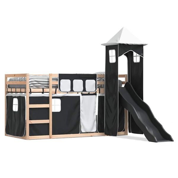 vidaXL Bunk Bed without Mattress with Slide White and Black 90x200 cm