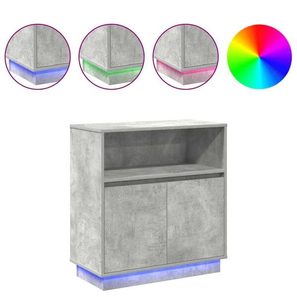 vidaXL LED Sideboard Concrete grey 71 x 34.5 x 75 cm Engineered Wood