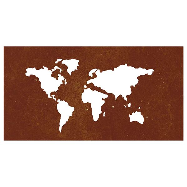 vidaXL Garden Wall Decoration 105x55 cm Corten Steel World Map Design