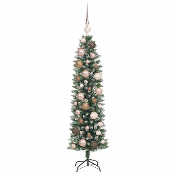 vidaXL Artificial Slim Christmas Tree Green and White 120 cm
