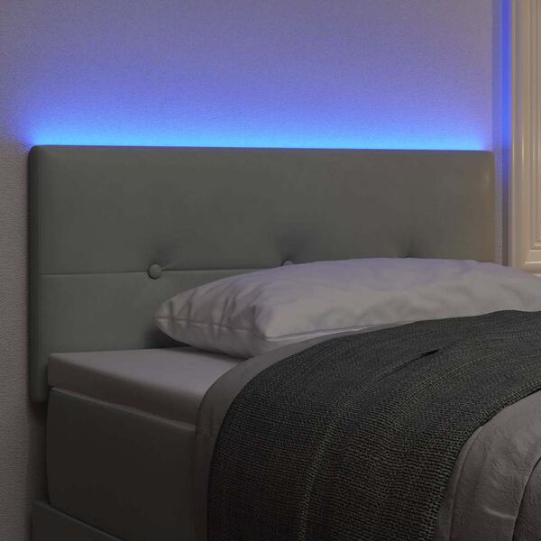 vidaXL LED Headboard with LED Strip Lights Light Grey 80 cm Polyester
