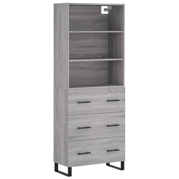 vidaXL Highboard Grey Sonoma 69.5x34x180 cm Engineered Wood