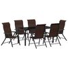 vidaXL Garden Dining Set 7 pcs Brown Powder-Coated Steel