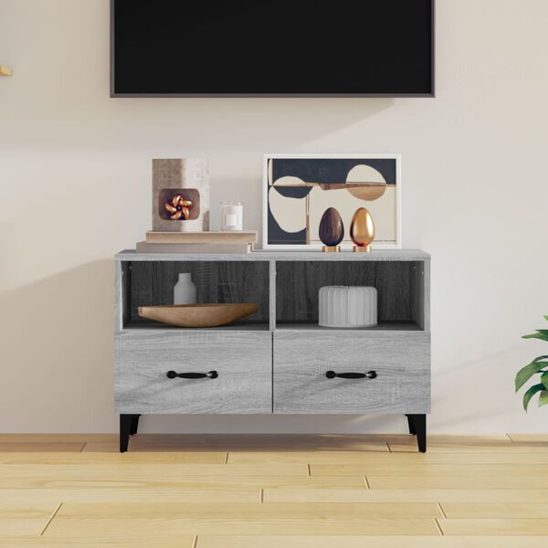 vidaXL TV Cabinet Grey Sonoma 80x36x50 cm Engineered Wood