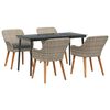 vidaXL Dining Set Light grey Poly rattan