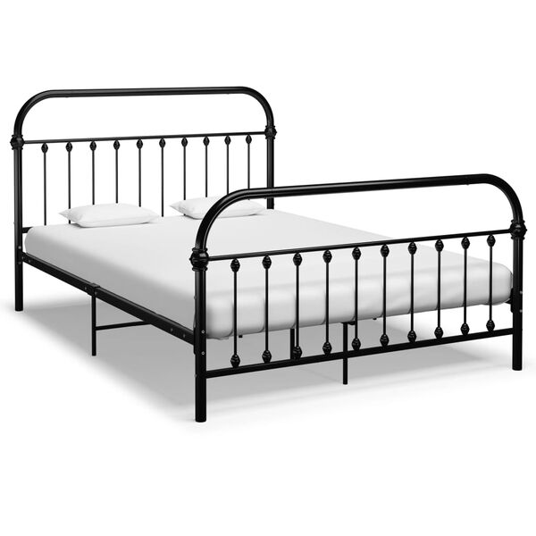 vidaXL Bed Frame without Mattress with Headboard Black 140x200 cm Metal