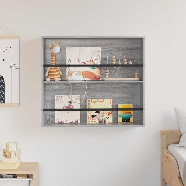 vidaXL Magazine Rack Grey Sonoma 80 x 12 x 70 cm Engineered Wood