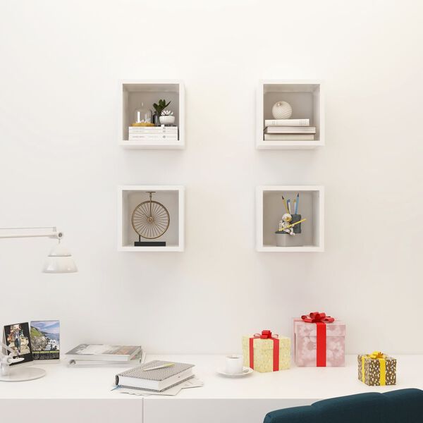 vidaXL Wall Cube Shelves 4 pcs White 22x15x22 cm