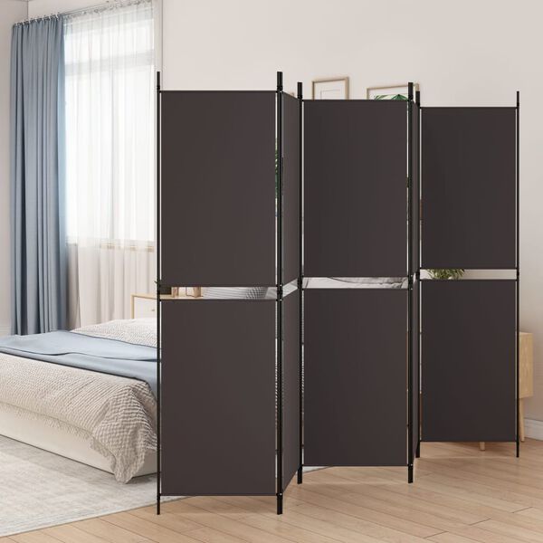 vidaXL 5-Panel Room Divider Brown 250x180 cm Fabric