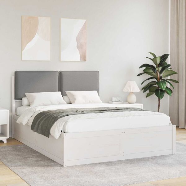 vidaXL Bed Frame with Upholstered Headboard Light Grey 140 x 190 cm