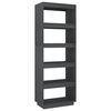 vidaXL Book Cabinet/Room Divider Grey 60x35x167 cm Solid Wood Pine