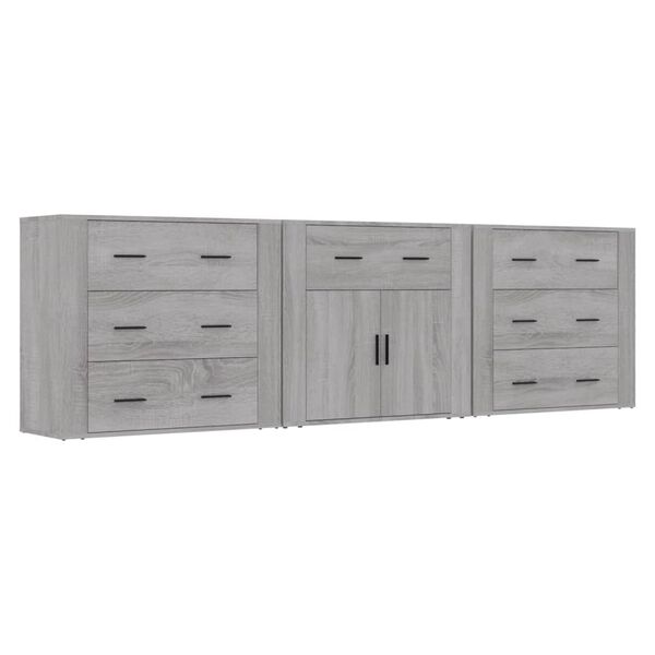 vidaXL Sideboards 3 pcs Grey Sonoma Engineered Wood