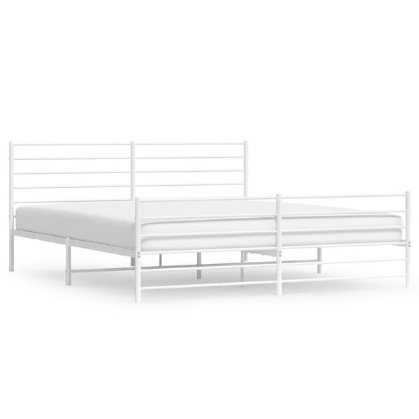 vidaXL Metal Bed Frame without Mattress with Footboard White 200x200cm