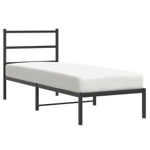vidaXL Metal Bed Frame without Mattress with Headboard Black 75x190cm