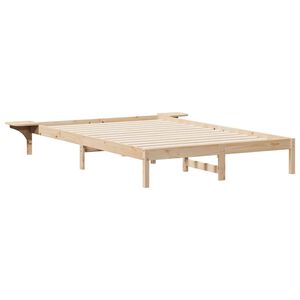vidaXL Bed Frame with Side Tables Natural 140 x 210 cm Solid Pine Wood