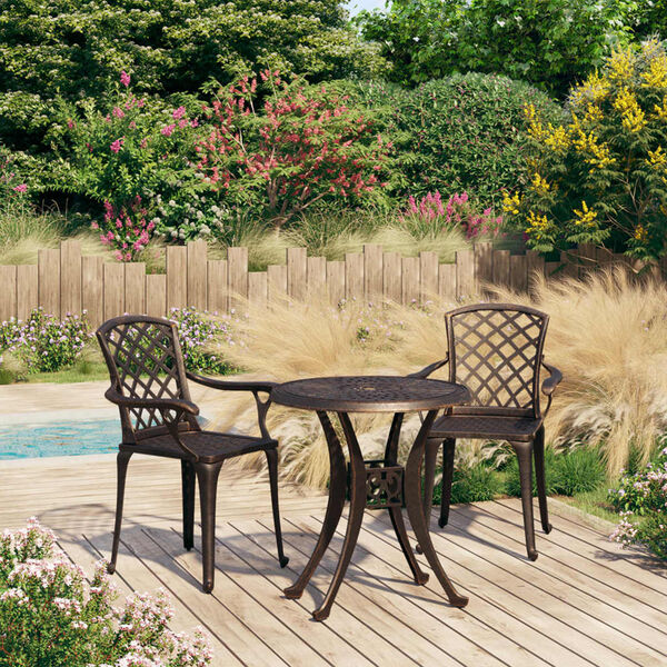 vidaXL 3 Piece Bistro Set Cast Aluminium Bronze