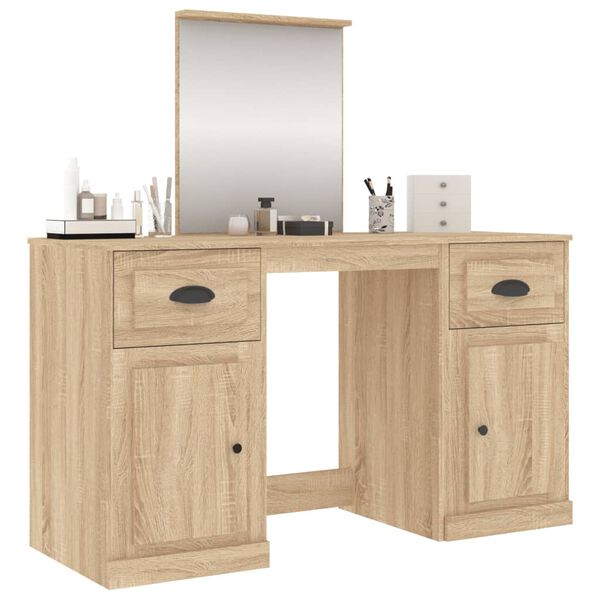 vidaXL Dressing Table with Mirror Sonoma Oak 130x50x132.5 cm