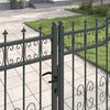 vidaXL Fence Gate with Spear Top with Lock Grey 404 x 150 cm Steel