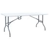 vidaXL Folding Garden Table with 2 Benches 180 cm Steel and HDPE White