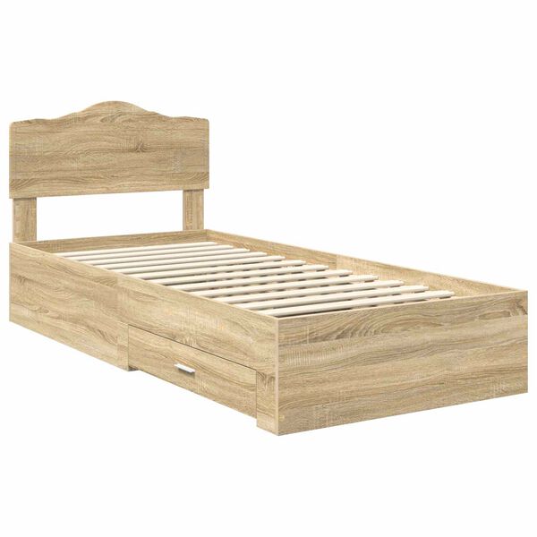 vidaXL Bed Frame with Drawer Sonoma Oak 100 x 200 cm Engineered Wood