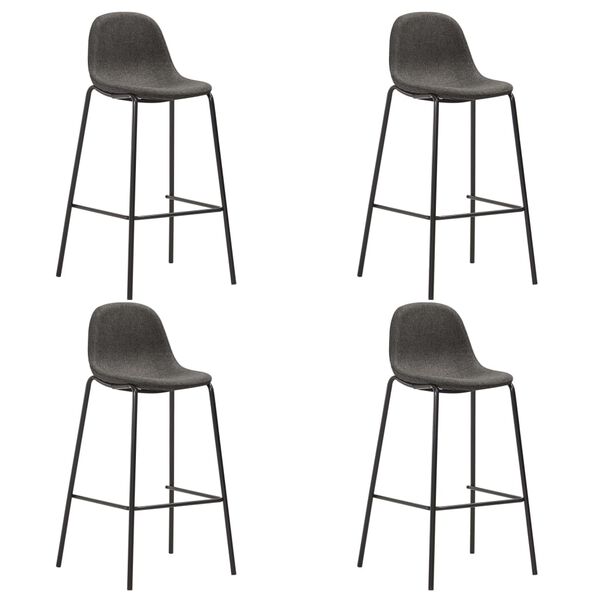 vidaXL Bar Stools 4 pcs Dark Grey Fabric