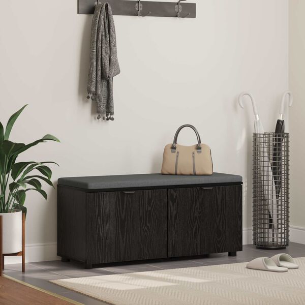 vidaXL Hall Bench with Cushion with Storage Black Oak 100 x 38 x 46 cm