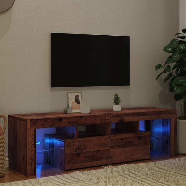 vidaXL TV Cabinet with LED Lights Old Wood 140x36.5x40 cm Engineered Wood