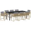 vidaXL Garden Dining Set 9 pcs Beige Poly Rattan