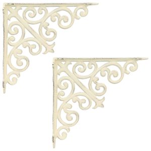vidaXL Wall Shelf Brackets 2 pcs Antique White 9.5 x 9.5 x 3 cm Steel