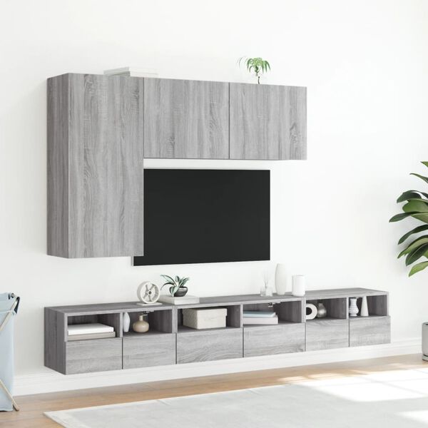 vidaXL TV Wall Cabinets 2 pcs Grey Sonoma 60x30x30 cm Engineered Wood