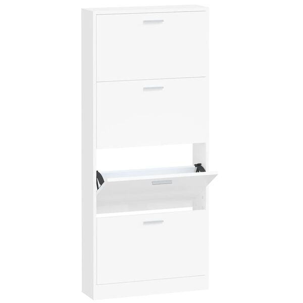 vidaXL Shoe Cabinet White 59x17x150 cm Engineered Wood