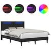 vidaXL Bed Frame with LED Strip Lights Black 135 x 190 cm Faux Leather