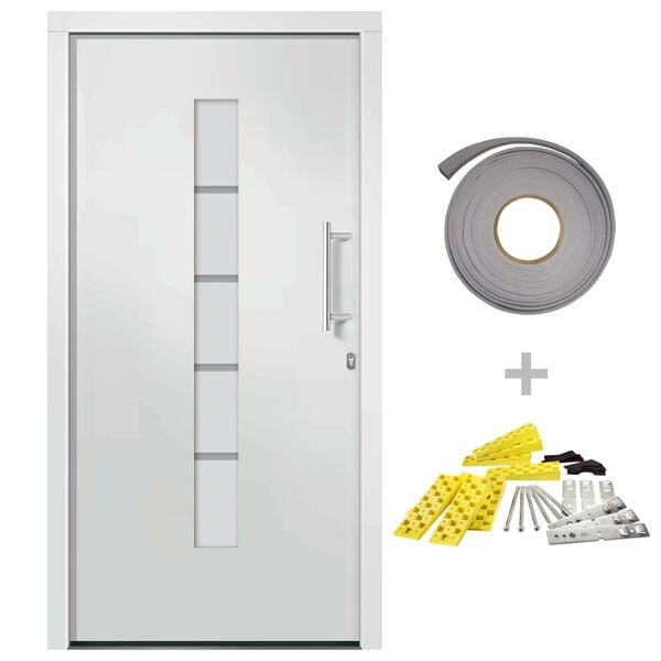 vidaXL Front Door Aluminium and PVC White 110x210 cm