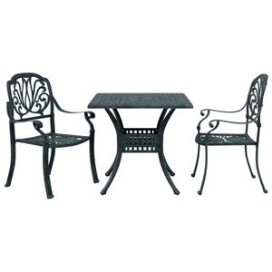 vidaXL 3 Piece Bistro Set Green Cast Aluminium