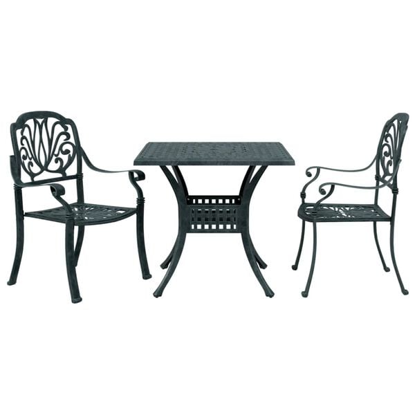 vidaXL 3 Piece Bistro Set Green Cast Aluminium